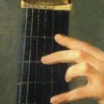G.B. Forqueray, 1750 ca: detail close and open wound strings